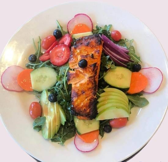 House Salad with Salmon.