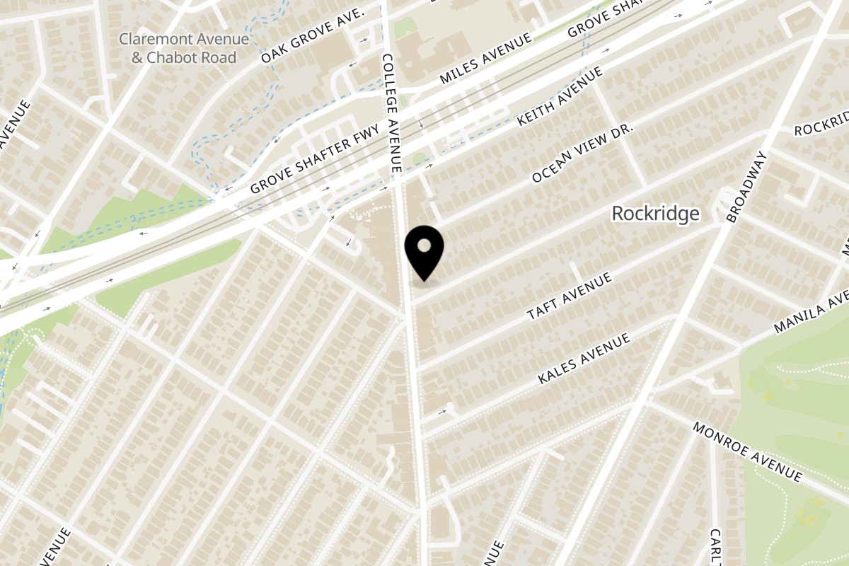 Map showing the location of Namastey Patio Nepalese and Indian Cuisine on 5500 College Ave in Oakland